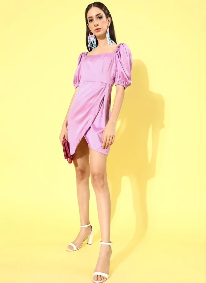 STREET 9 Lavender Layered Satin A-Line Mini Dress for Women