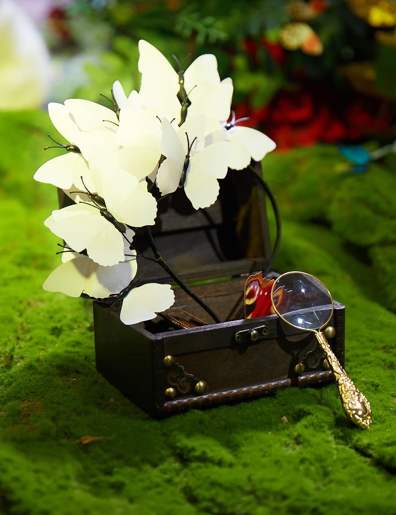 Coucoland Butterfly Fascinator Hats Monarch Butterfly Headband Crown Tea Party Kentucky Halloween Costume Headpiece D-White - Image 2