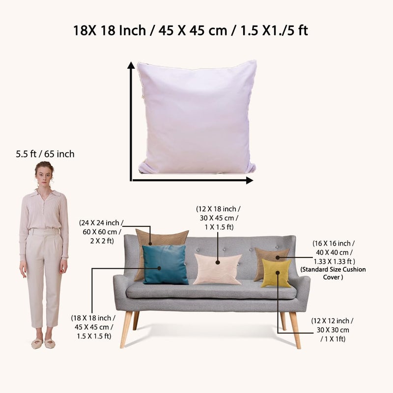 STITCHNEST مجموعة من 5 أغطية وسائد بولي قطن – 18x18 بوصة – طباعة هندسية بيج وأبيض إيكات – أغطية وسائد أنيقة للكنبة وديكور غرفة المعيشة - Image 4