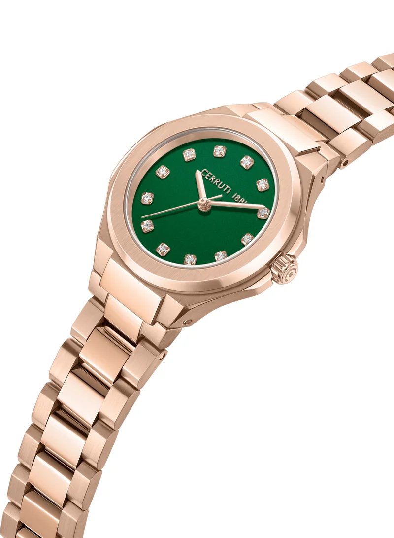 CERRUTI 1881 Lucardo Rose Gold Stainless Steel Bracelet Analog Watch For Women, 32.5mm