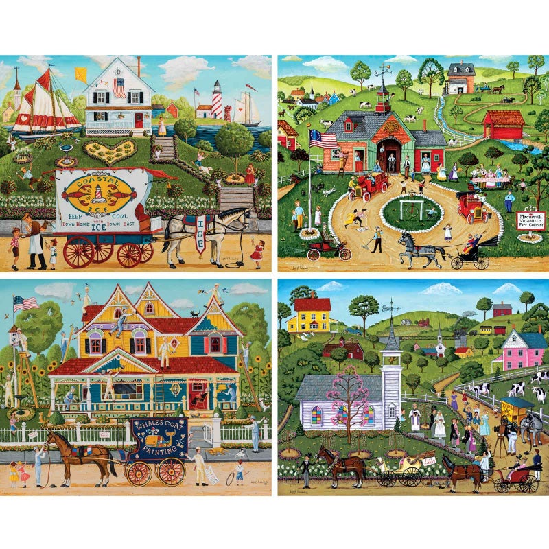 Bits And Pieces - 4-In-1 Multi-Pack Jigsaw Puzzles By Joseph Holodook Memory Lane 300  500 & 1000 Pc Variants With Posters (Four 500 Piece Puzzles 16"" X 20"") - Image 2