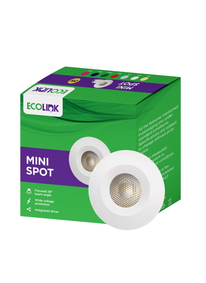 ECOLINK EcoLink 2W LED Spot Light B15D Mini Spot Light For Display Home Decoration Cut Out 35Mm Color Warm White Pack Of 1  - Image 1