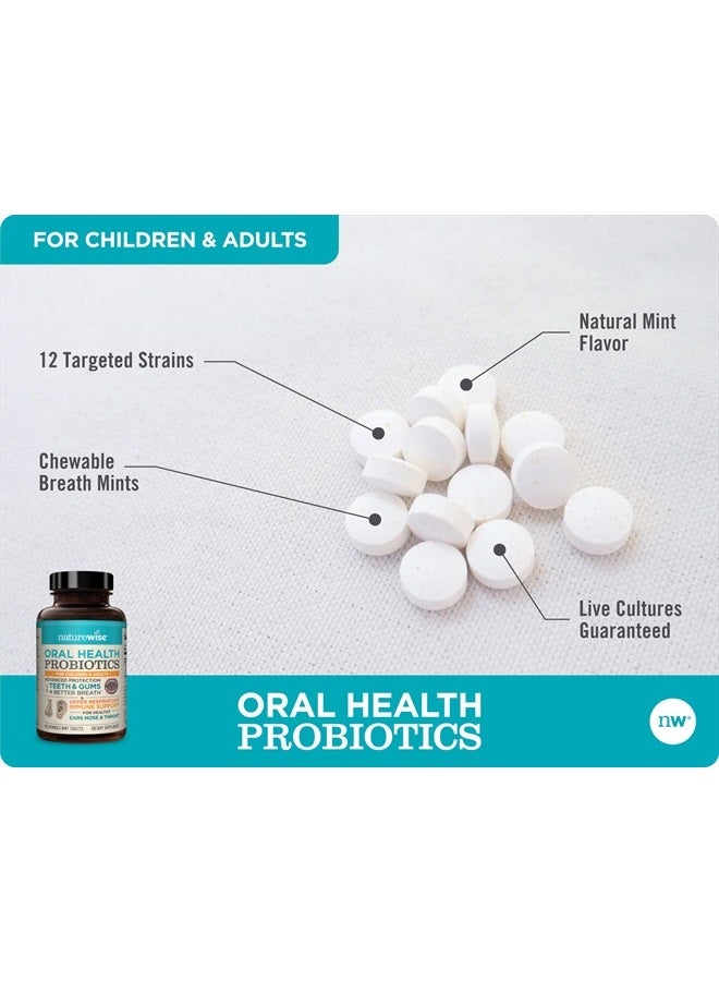 NatureWise Oral Health Chewable Probiotics | Supports Healthy Teeth, Gums, & Better Breath | Ear, Nose, Throat Immunity for Kids & Adults | Sugar-Free Natural Mint Flavor [2 Month Supply - 50 Tablets] - Image 3