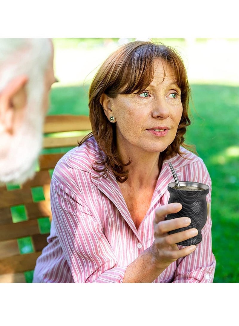 نيبمينينت كوب شاي يربا ماتي 230 مل مصنوع من الفولاذ المقاوم للصدأ ذو جدران مزدوجة وسهل الغسل وكأس عازل منزلي ميت يشتمل على قش بومبيلا وفرشاة تنظيف - Image 5