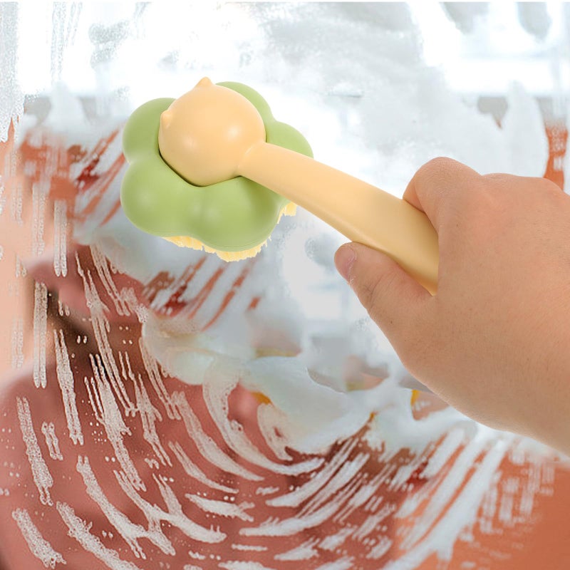 Multipurpose Detachable Shoe Laundry Cleaning Brush With Soft Bristle Head Yellow Green - Image 5