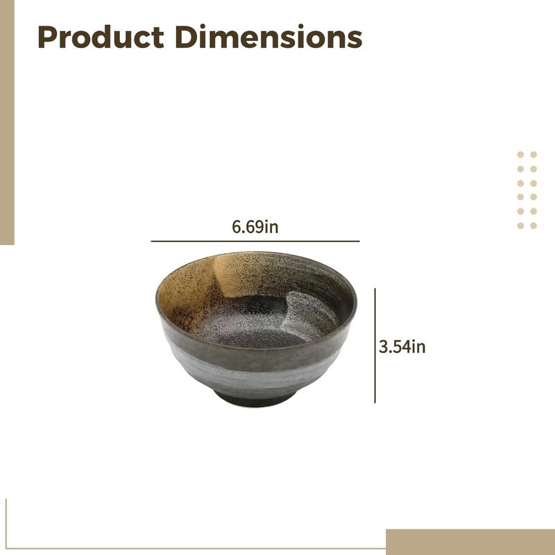 6.7 in Ceramic Ramen Bowl, Japanese Udon Bowl, Traditional Japanese Tableware with Safe Underglaze Craft, Restaurant Bowl for Soup, Rice, Noodle - Image 2