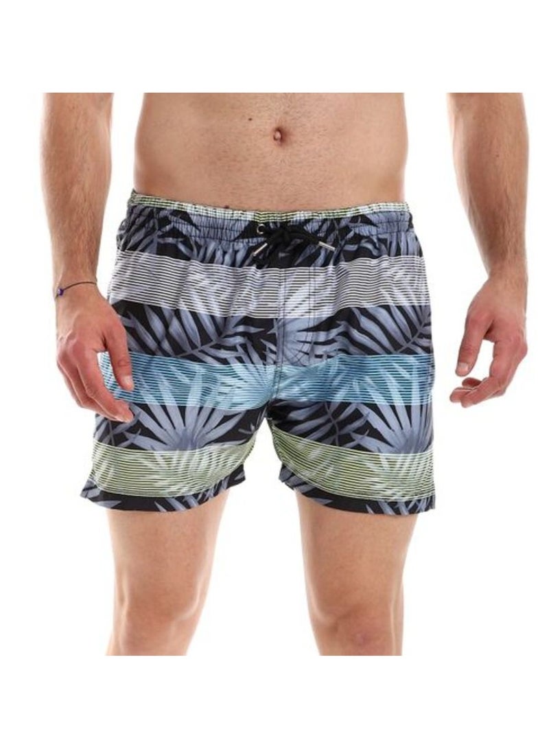 Pavone Coloured Stripes Elastic Waist Swim Short with Pockets - Multicolor - Image 1