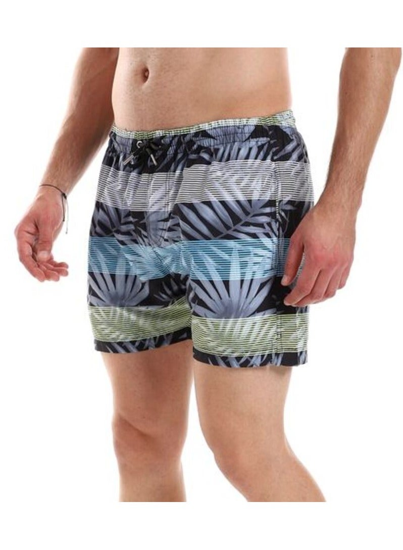 Pavone Coloured Stripes Elastic Waist Swim Short with Pockets - Multicolor - Image 2