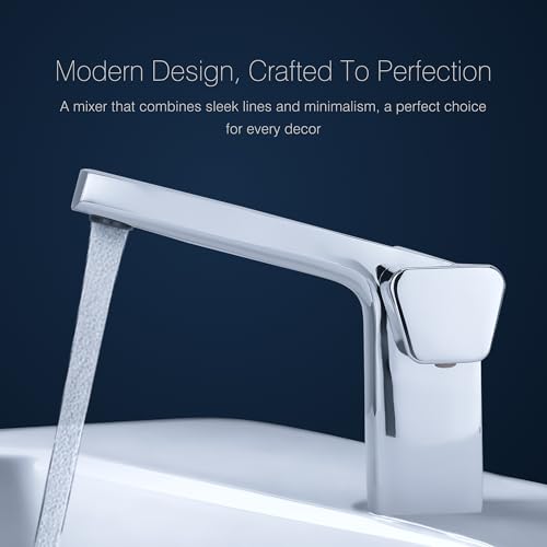 Hindware Italian Collection F530014CP Starc Central Hole Basin Mixer Without Popup Waste, Brass with Chrome Finish | 12-Year Manufacturer Warranty - Image 2