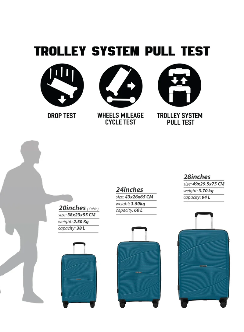 PARAJOHN Parajohn 3 Piece PU Hardside Trolley Luggage Set With 360° Spinner 4 Wheels, 20 Inch Cabin, 24 Inch Medium & 28 Inch Large Travel Suitcase Set