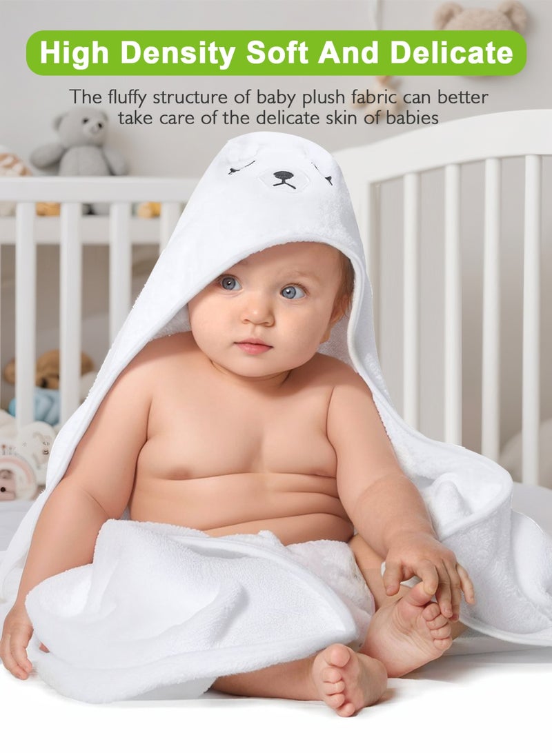 أوربازار 3 قطع مناشف أطفال بغطاء رأس من الخيزران، منشفة حمام من الخيزران العضوي للأطفال الصغار، منشفة ناعمة وعالية الامتصاص، منشفة قابلة للغسل في الغسالة، تحافظ على دفء طفلك وراحته - Image 3
