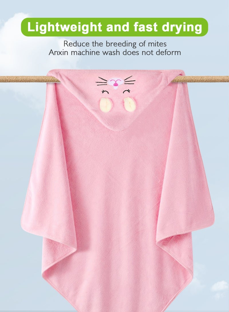 أوربازار 3 قطع مناشف أطفال بغطاء رأس من الخيزران، منشفة حمام من الخيزران العضوي للأطفال الصغار، منشفة ناعمة وعالية الامتصاص، منشفة قابلة للغسل في الغسالة، تحافظ على دفء طفلك وراحته - Image 2