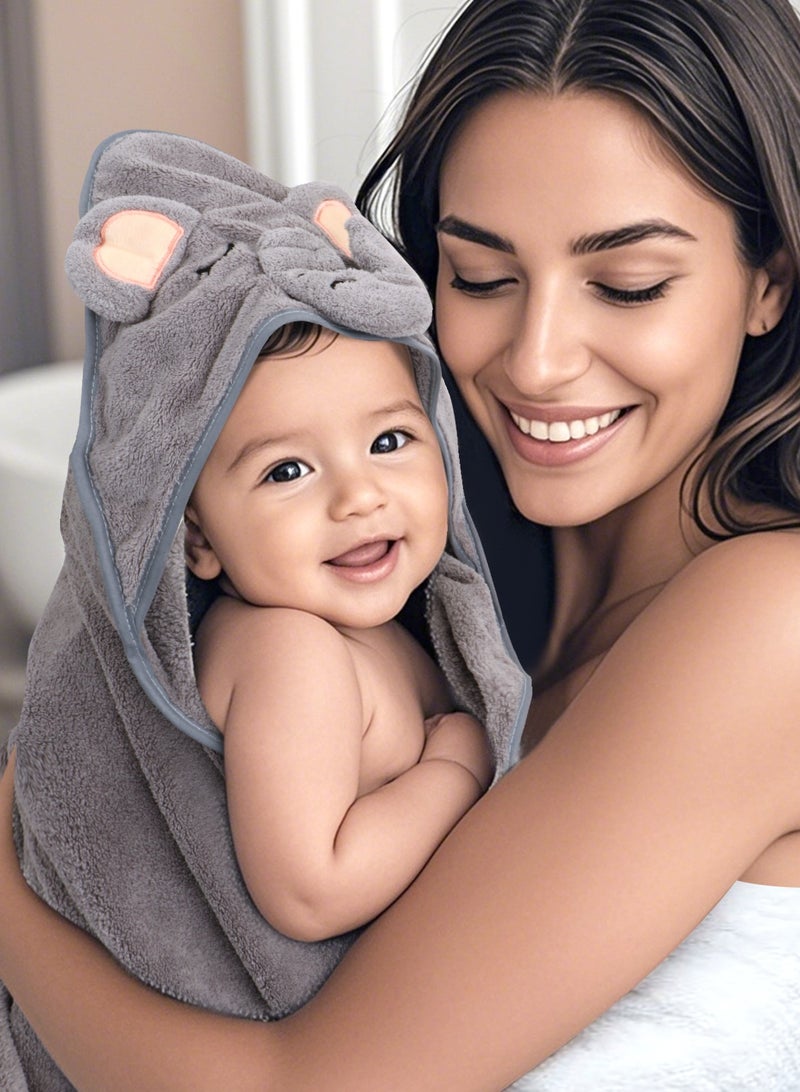 أوربازار 3 قطع مناشف أطفال بغطاء رأس من الخيزران، منشفة حمام من الخيزران العضوي للأطفال الصغار، منشفة ناعمة وعالية الامتصاص، منشفة قابلة للغسل في الغسالة، تحافظ على دفء طفلك وراحته - Image 4