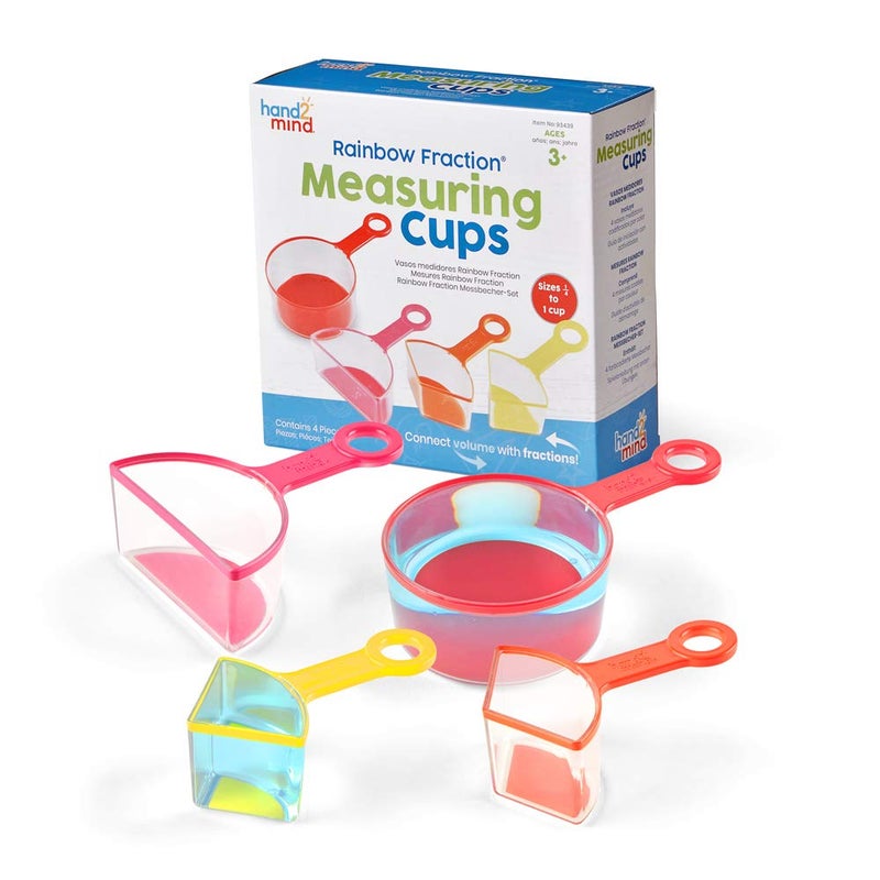 hand2mind hand2mind Rainbow Fraction Measuring Cups, Fraction Manipulatives, Kids Measuring Cups, Baking Supplies For Kids, Visual Measuring Cups, Unit Fraction, For Kids Kitchen, Montessori Kitchen (Set of 4)  - Image 1