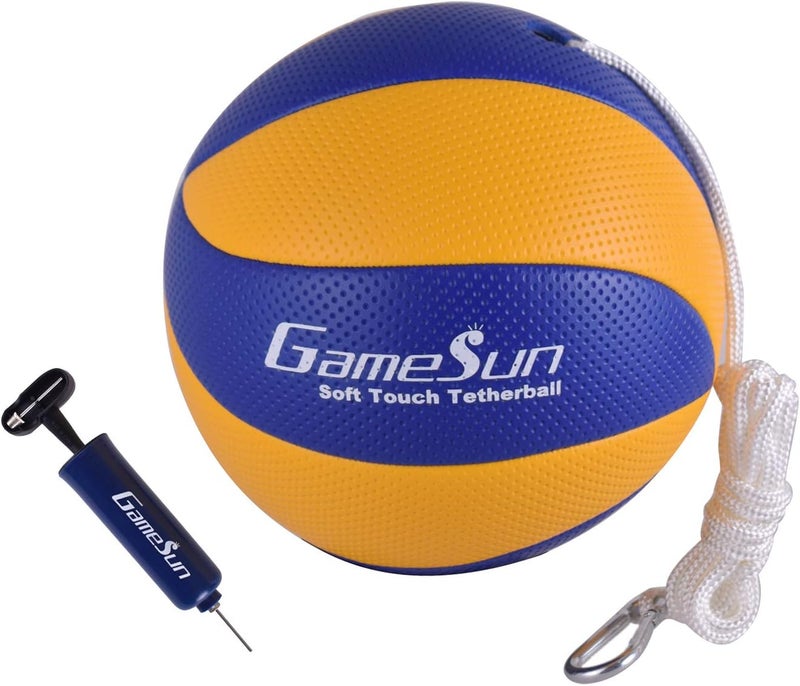 GAMESUN Tetherball and Rope,Full-Size Soft Rubber, Portable Tetherballs with Soft Rope - Great Outdoor Game for Family Fun Play - Image 1