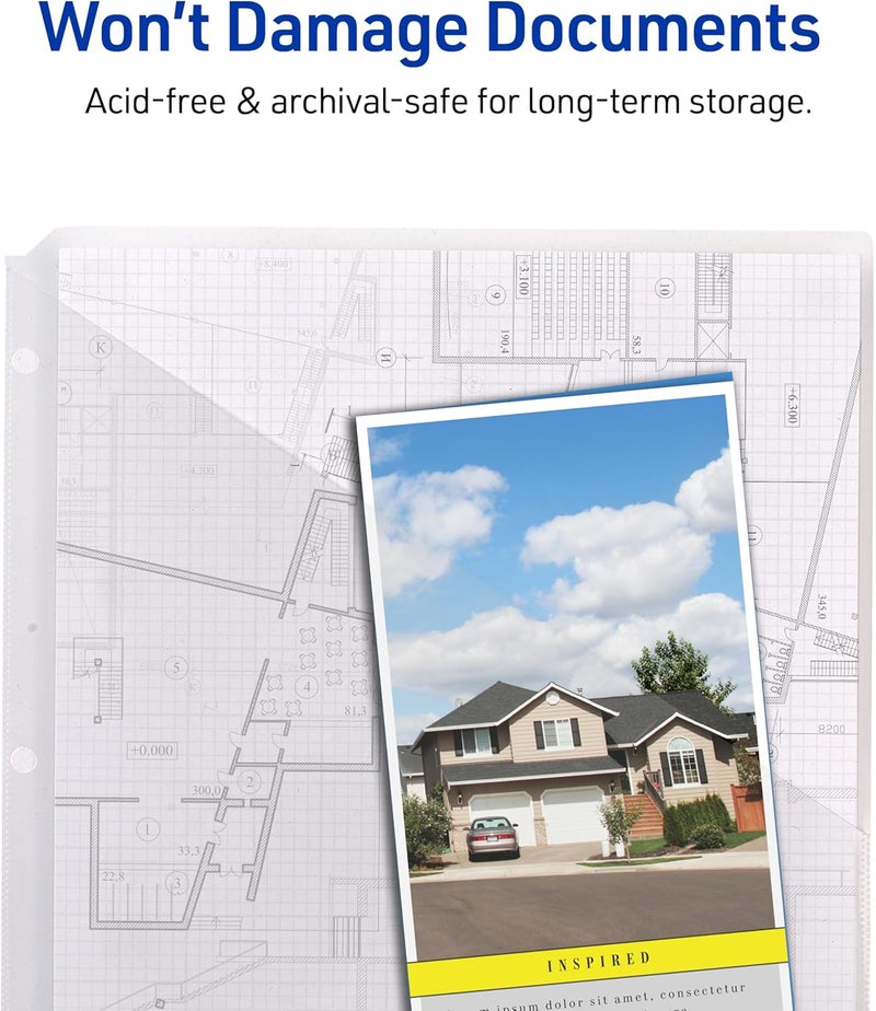 AVERY Binder Pockets for 3 Ring Binders, Clear, 8.5" x 11", Acid-Free and Archival-Safe, 15 Binder Folders Total (3-Pack of 75296) - Image 2