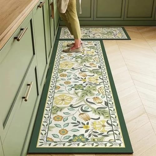 Royser Vintage Anti-Skid Set of 2 Kitchen Mat for Floor | Waterproof Oil-Resistant Soft Foam Mat for Home | Long Runner Carpet for Kitchen Aisle, Anti-Fatigue Comfort Mat for Standing Work - Image 1