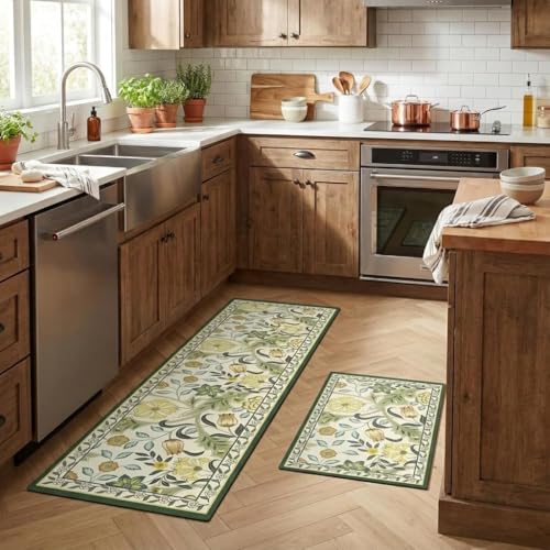 Royser Vintage Anti-Skid Set of 2 Kitchen Mat for Floor | Waterproof Oil-Resistant Soft Foam Mat for Home | Long Runner Carpet for Kitchen Aisle, Anti-Fatigue Comfort Mat for Standing Work - Image 5