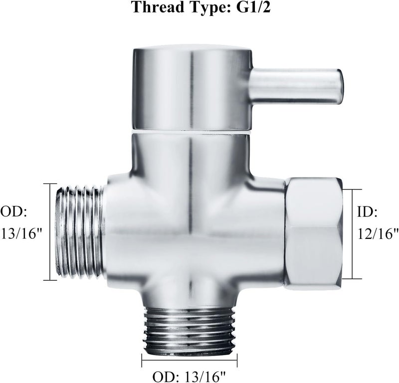 Sneatup Solid Brass 3-way G1/2 Shower Diverter Chrome Plating - Image 3