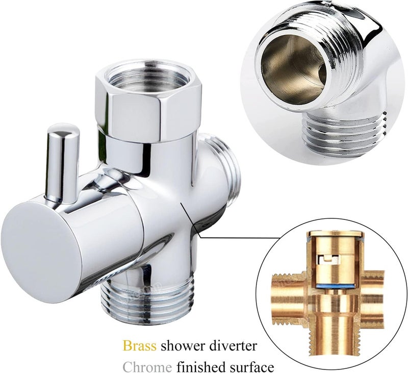 Sneatup Solid Brass 3-way G1/2 Shower Diverter Chrome Plating - Image 2