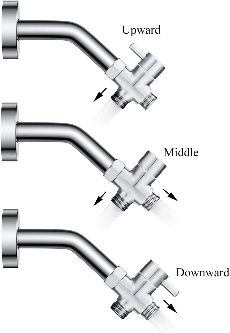 Sneatup Solid Brass 3-way G1/2 Shower Diverter Chrome Plating - Image 4