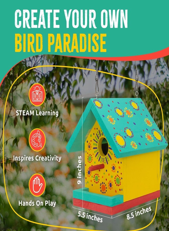 مجموعة بناء بيت الطيور SparkJump Jr | خشب الأرز للاستخدام الخارجي | مع مجموعة طلاء | معلف طيور | مشروع أعمال يدوية خشبية وبستانية للأطفال والكبار والعائلة - Image 3