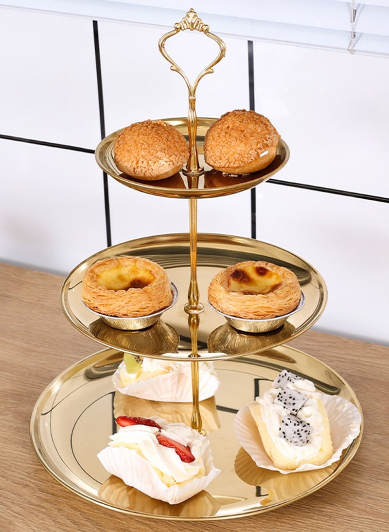 لوبيتيز أرفف عرض كعك الكوب كيك 3 طبقات صينية تقديم أطباق فولاذية مقاومة للصدأ معدن ذهبي متعدد الطبقات أرفف كعك الكوب كيك برج كعك الكيك حامل الحلويات لحفلات الأعياد كعك الزفاف الحلويات البسكويت الحلوى (مجموعة 1 3 طبقات ذهبية) - Image 1