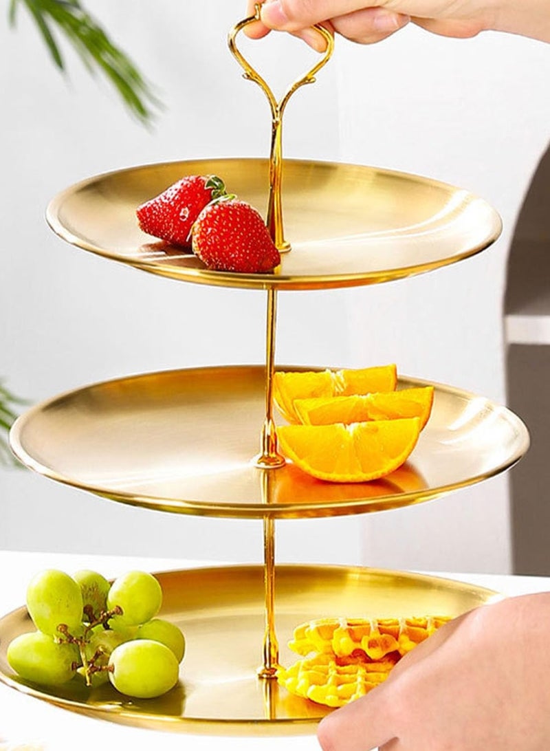 لوبيتيز أرفف عرض كعك الكوب كيك 3 طبقات صينية تقديم أطباق فولاذية مقاومة للصدأ معدن ذهبي متعدد الطبقات أرفف كعك الكوب كيك برج كعك الكيك حامل الحلويات لحفلات الأعياد كعك الزفاف الحلويات البسكويت الحلوى (مجموعة 1 3 طبقات ذهبية) - Image 5