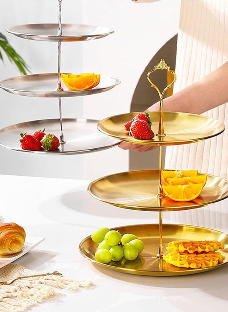 لوبيتيز أرفف عرض كعك الكوب كيك 3 طبقات صينية تقديم أطباق فولاذية مقاومة للصدأ معدن ذهبي متعدد الطبقات أرفف كعك الكوب كيك برج كعك الكيك حامل الحلويات لحفلات الأعياد كعك الزفاف الحلويات البسكويت الحلوى (مجموعة 1 3 طبقات ذهبية) - Image 2