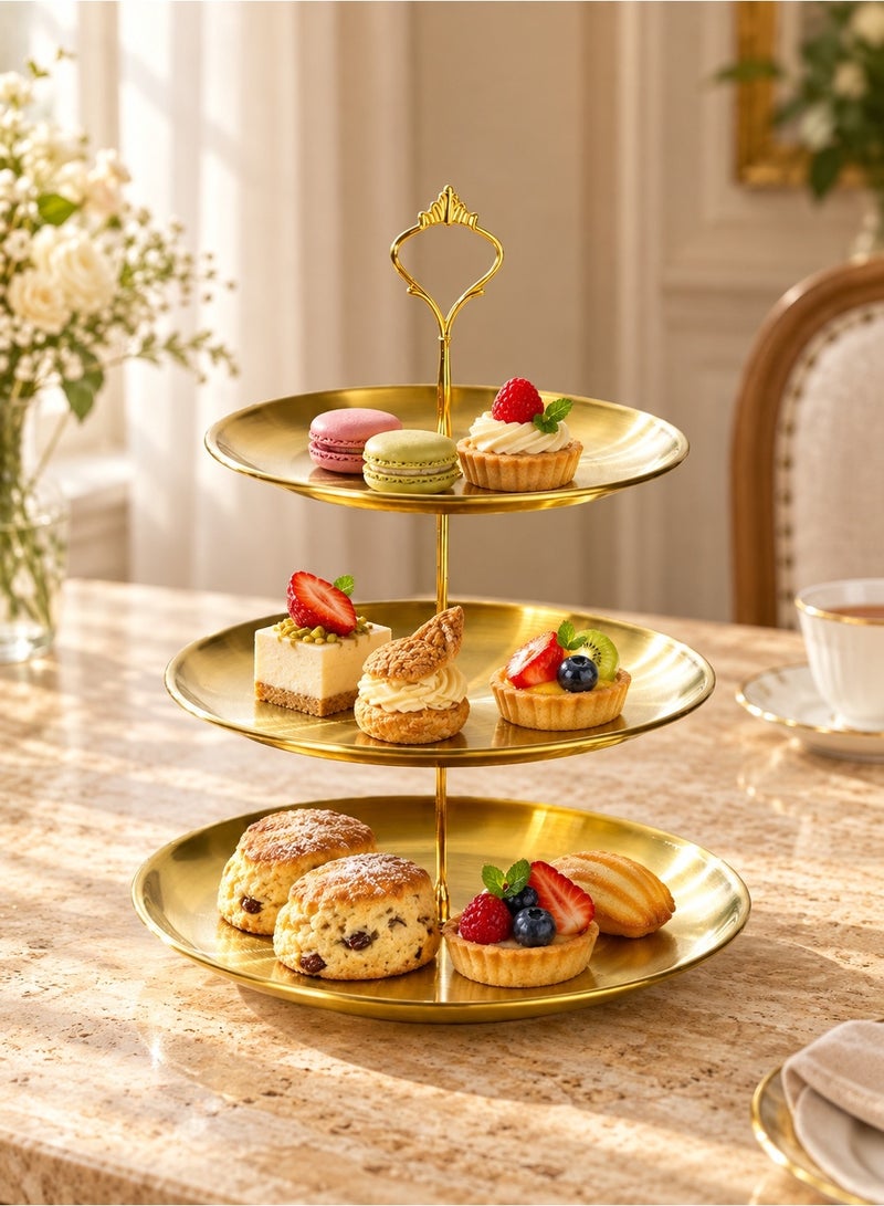LOOPITYS 3-Tier Cupcake Stand, Food Grade Stainless Steel Dessert Display Tower, Rust Proof Anti Fade, Stable Base Easy to Assemble for Wedding Birthday Baby Shower Afternoon Tea Party Decor - Image 2