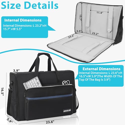AKOZLIN LCD Screens/TVs(up to 2) Transport Tote Bag for 24" Displays Padded Monitor Carrying Case (NOT FOR IMAC) Travel Bag With Shoulder Strap,Large Accessories Pocket - Image 3