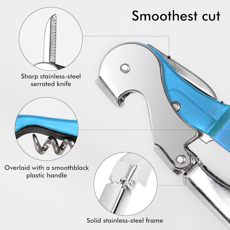 Kit-Home Professional Waiter Corkscrew Wine Openers Set, Heavy Duty Stainless Steel Hinges Wine Key for Restaurant Waiters, Sommelier, Bartenders - Image 4