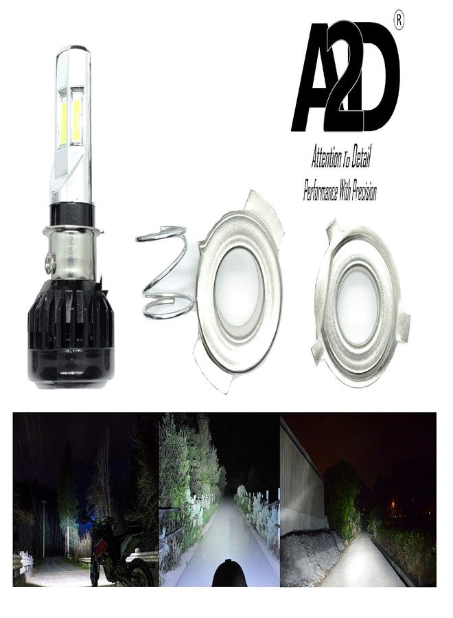 A2D طقم مصابيح أمامية LED للدراجات النارية فائقة السطوع A2D 12 فولت / 25 واط M6 Full Cobe H4 / HS1 Mi-6، 6000 كلفن، شعاع عالي/منخفض - أبيض، لياماها كروكس - Image 3
