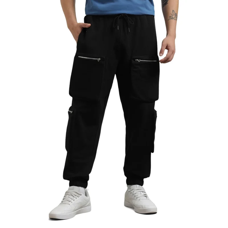 نوبيرو Men's Black Multi Pocket Cargo Joggers