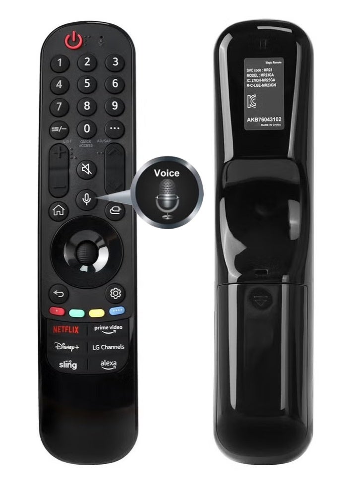 بكومور ريموت ماجيك إل جي بديل MR23 بتحكم صوتي ومؤشر – متوافق مع تلفزيونات إل جي الذكية 2021-2023 OLED و QNED و NanoCell و UHD و 4K و 8K ريموت لاسلكي بلوتوث شامل - Image 1