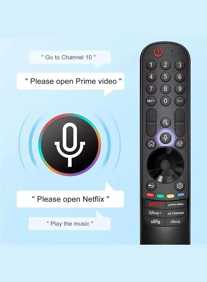 بكومور ريموت ماجيك إل جي بديل MR23 بتحكم صوتي ومؤشر – متوافق مع تلفزيونات إل جي الذكية 2021-2023 OLED و QNED و NanoCell و UHD و 4K و 8K ريموت لاسلكي بلوتوث شامل - Image 2