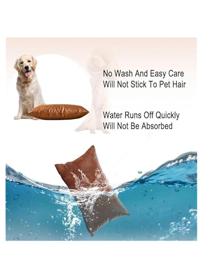 HOOKOR Faux Leather Throw Pillow Covers Set of 2 Brown Outdoor Modern Farmhouse Solid Decorative Pillow Covers for Room Couch Living Bedroom Bed Sofa (30x50cm) - Image 4