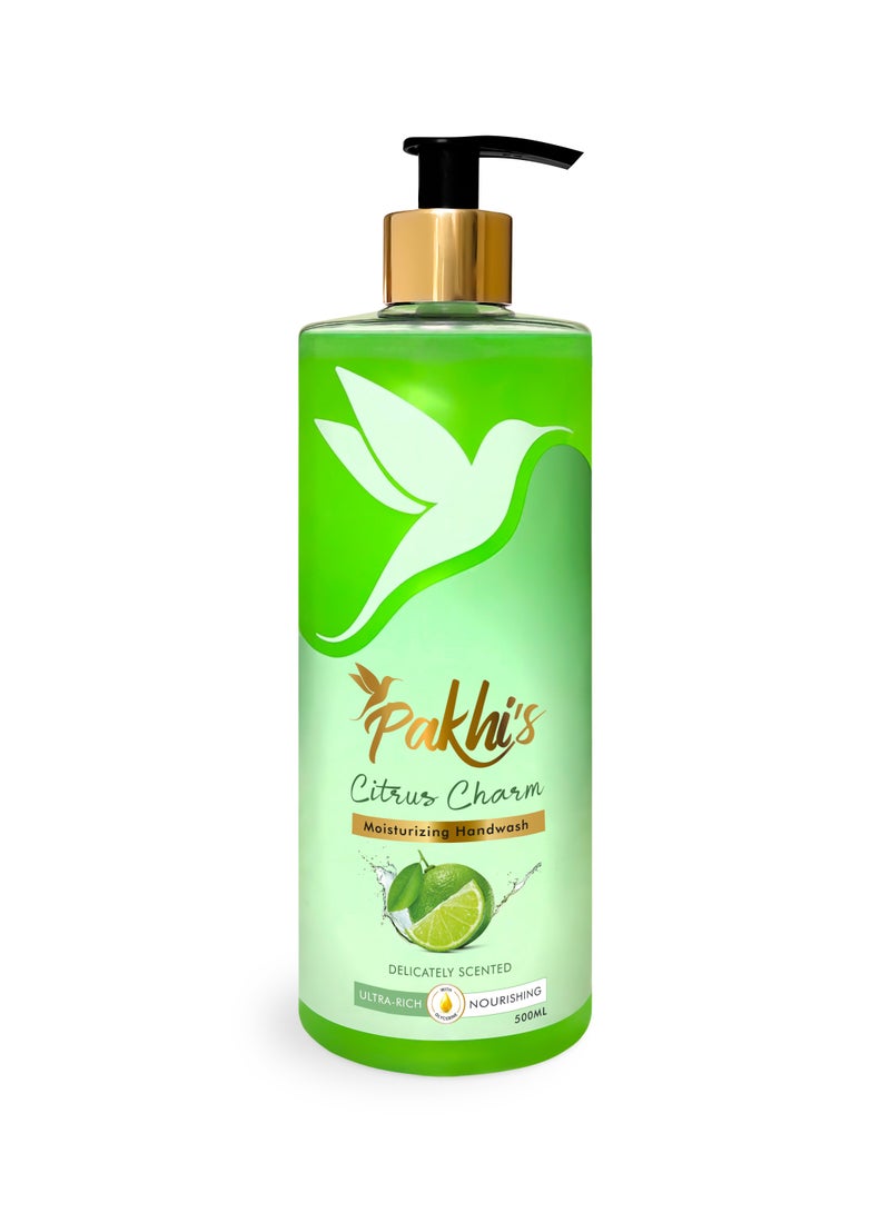 Pakhi's Pakhi’s Citrus Charm Liquid Hand Soap – Moisturizing Foaming Hand Wash for bathroom and kitchen with Pump - Luxurious  Nourishment for Your Skin (500ml) - Image 1