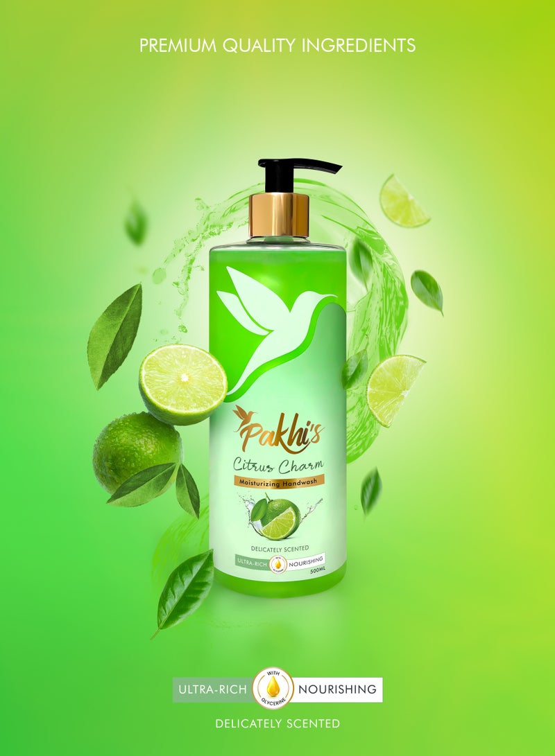 Pakhi's Pakhi’s Citrus Charm Liquid Hand Soap – Moisturizing Foaming Hand Wash for bathroom and kitchen with Pump - Luxurious  Nourishment for Your Skin (500ml) - Image 2