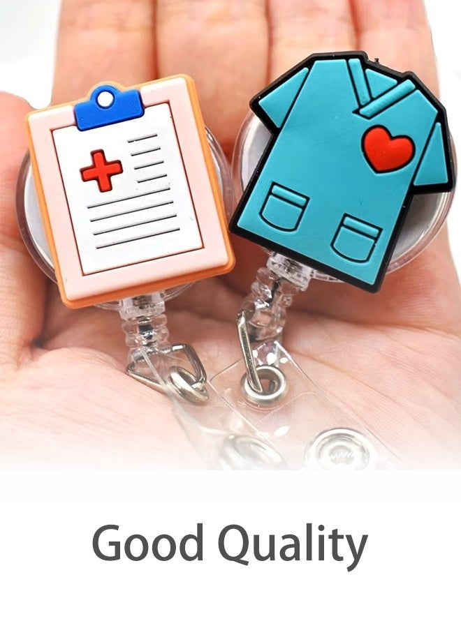 12 PCS Badge Reel Holder, Funny Badge Holder, Nurse Badge Reel Holder, Retractable Nursing Id Badge Reels Clips, Cute Nursing Badge Reel for Nurses Doctor Hospital Office Worker Gifts - Image 2