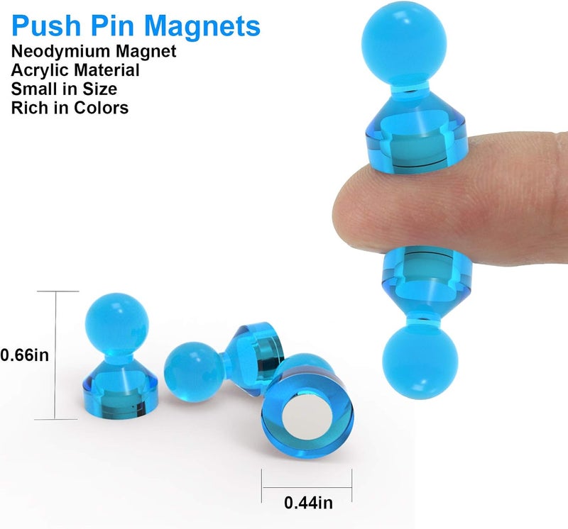 Ant Mag Magnetic Push Pins Strong Push Pin Magnets for Fridge Whiteboards Calendars Maps in School & Office Pack of 18 Blue - Image 2