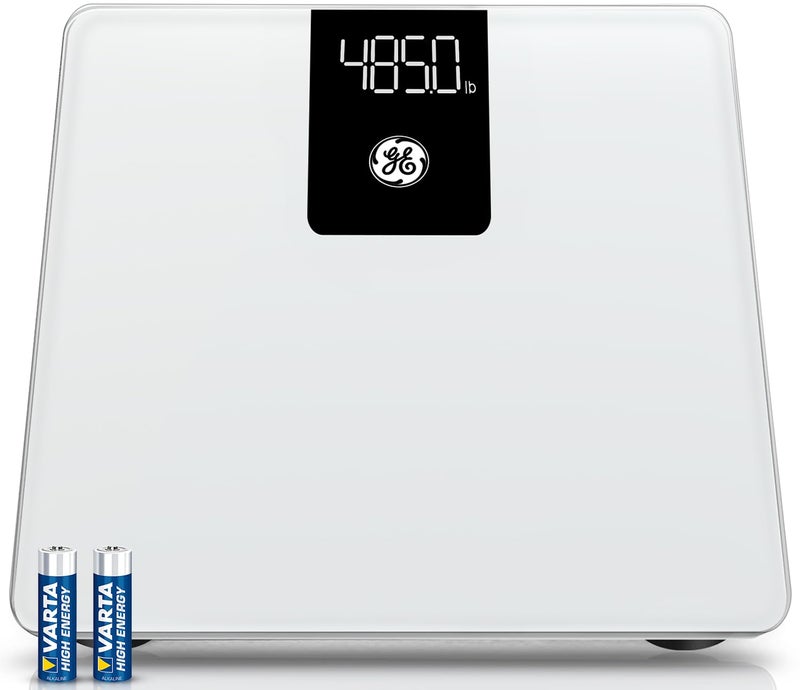 GE Bathroom Scale for Body Weight, Digital Weight Scales 500lb Heavy Duty Measuring Device for People Accurate BMI Weighing Machine with Bluetooth, White - Image 1