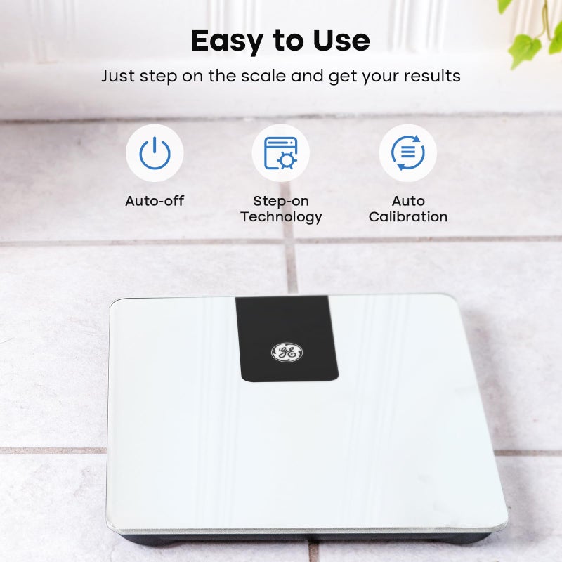 GE Bathroom Scale for Body Weight, Digital Weight Scales 500lb Heavy Duty Measuring Device for People Accurate BMI Weighing Machine with Bluetooth, White - Image 4