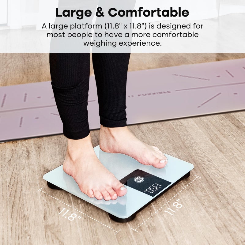 GE Bathroom Scale for Body Weight, Digital Weight Scales 500lb Heavy Duty Measuring Device for People Accurate BMI Weighing Machine with Bluetooth, White - Image 5