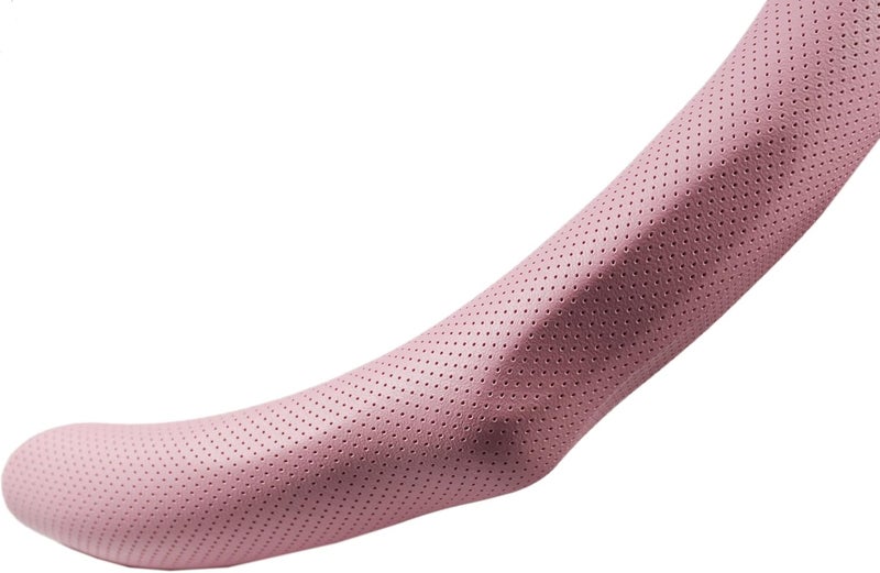 PartsTo غطاء عجلة قيادة رياضي مثقب وردي من جلد نابا مقاس عالمي 14½" إلى 15" لسيارات وسيارات الدفع الرباعي والشاحنات الصغيرة 14.5 إلى 15 بوصة نابا - Image 3