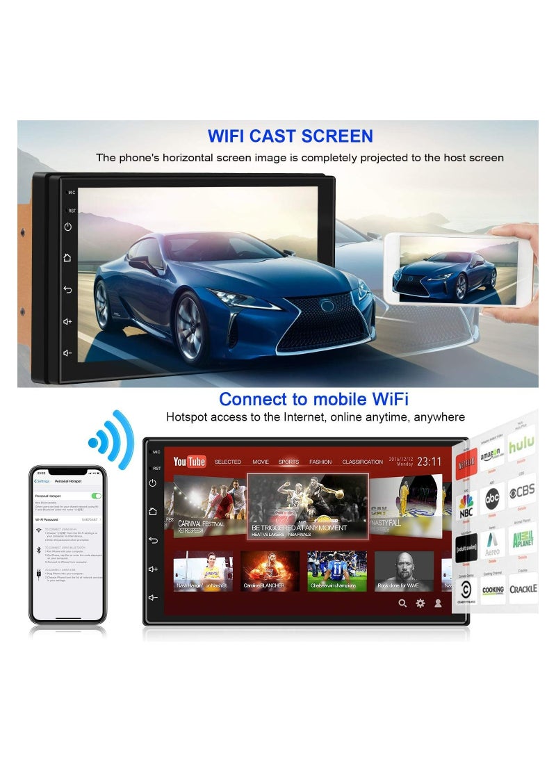 Generic - Android Double Din Car Stereo 7 Inch 1080P HD Touch Screen Multimedia System With GPS Navi HiFi WiFi Bluetooth RDS FM Radio Mirror-Link Dual USB With Backup Camera Included - Image 1