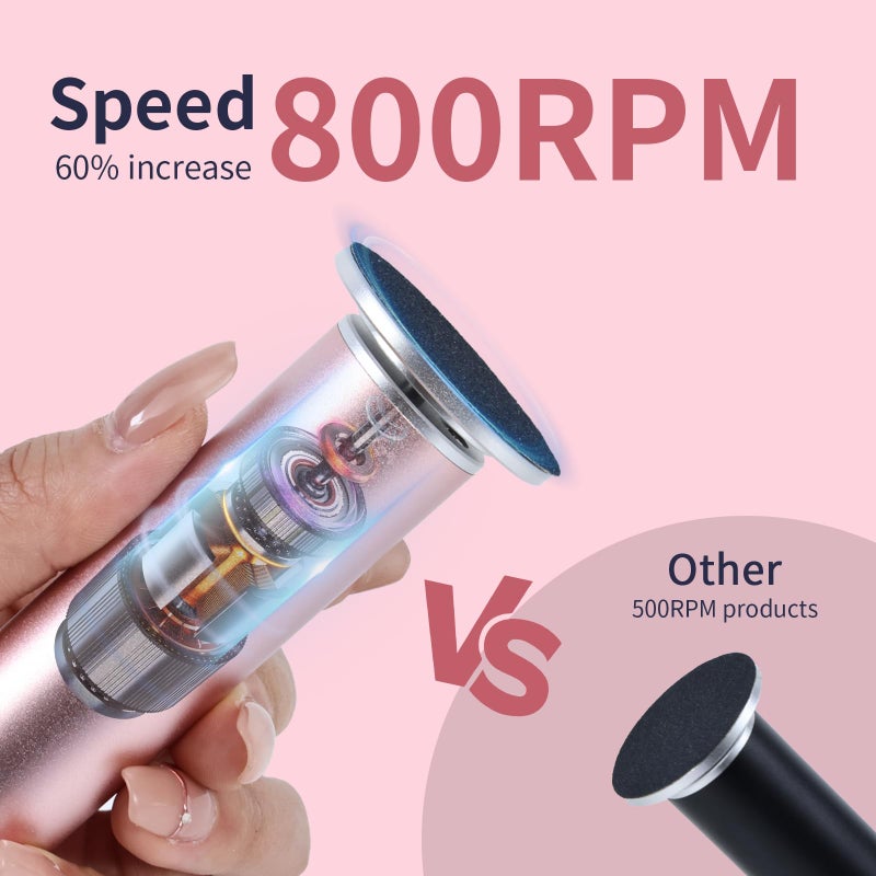 AprElm 4.8IN Longer Electric Foot Callus Remover with 80pcs Sandpaper Discs, Professional Aluminum Callus Remover for Feet, Stepless Speed Control Pedicure Tools for Dead Skin (Black) - Image 3