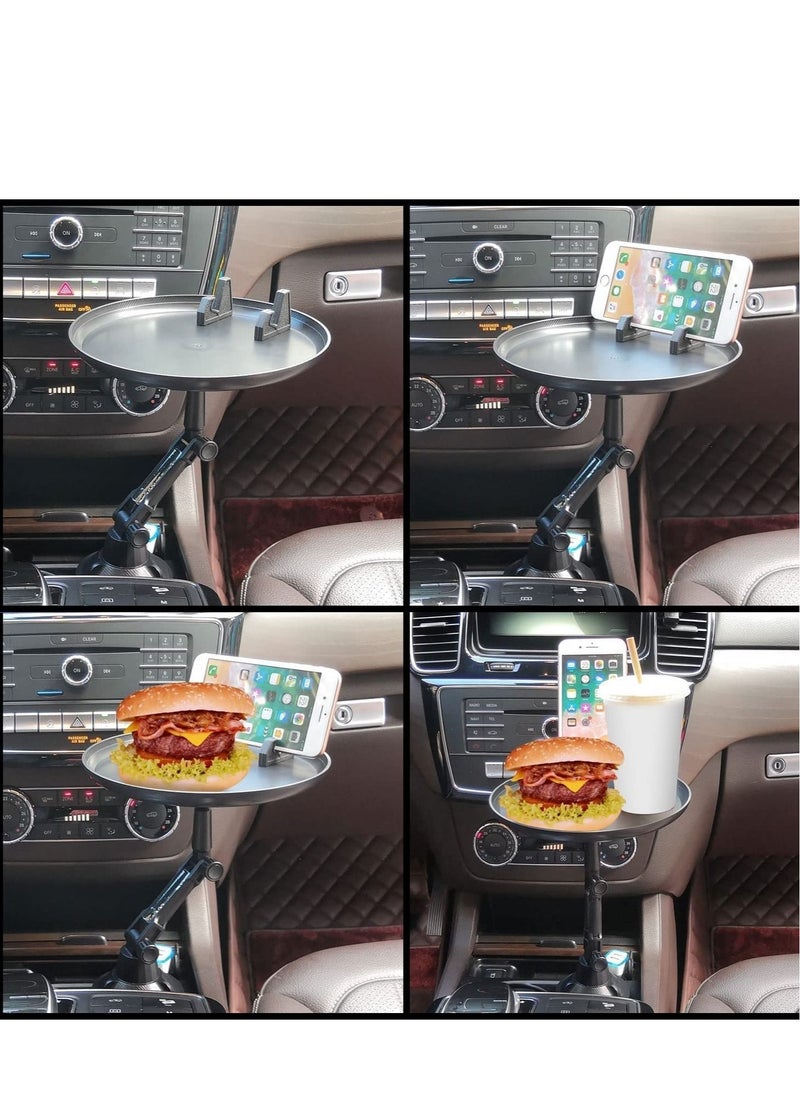 ELTRAZONE - Car Cup Holder Tray, Car Tray Table for Eating with Cell Phone Slot, Lap Tray for Car Universal Adjustable Cup Tray Holder 360° Swivel Tray Fits Vehicle, Boats,Golf Cart, SUV,Truck and All Cars - Image 1