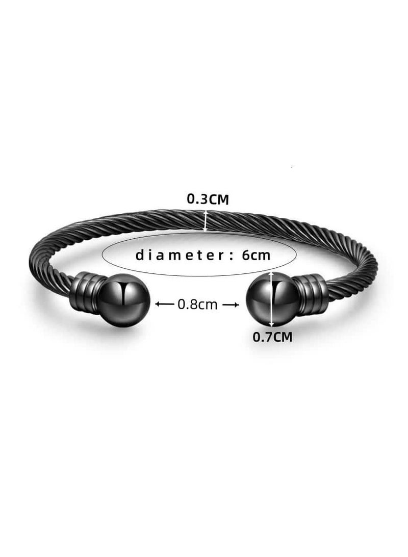 SUNSAR Elastic Adjustable Stainless Steel Twisted Cable Wire Cuff Bangle Bracelet Stylish Bangle Bracelet for Mens Womens - Image 2