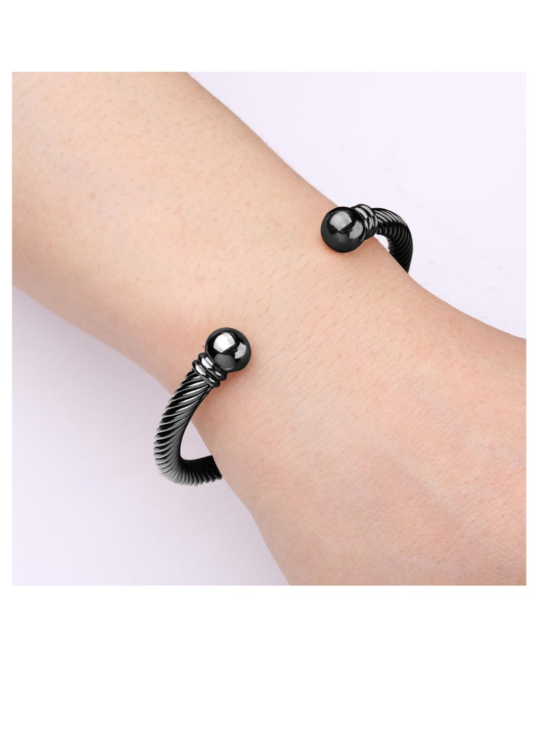 SUNSAR Elastic Adjustable Stainless Steel Twisted Cable Wire Cuff Bangle Bracelet Stylish Bangle Bracelet for Mens Womens - Image 5